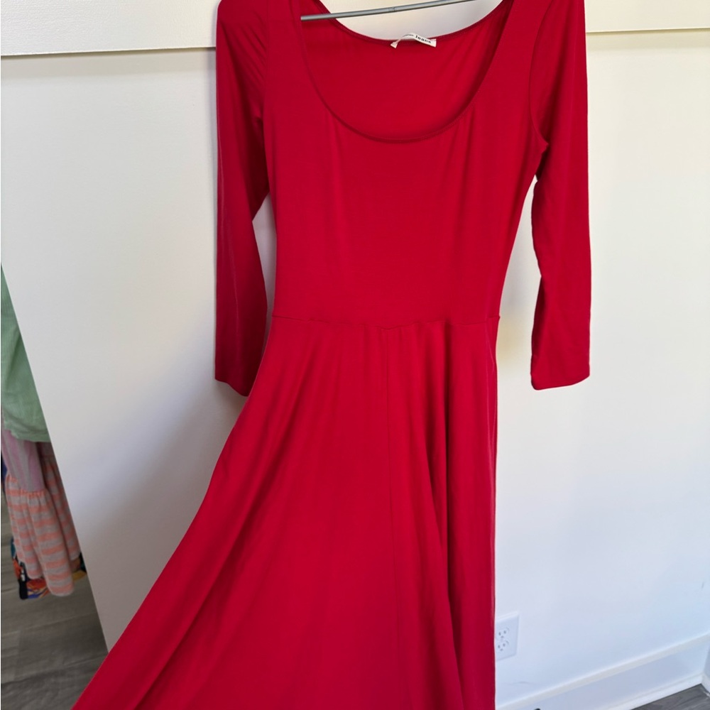 Reformation Vibrant Red Long Sleeve Dress STRETCHY!